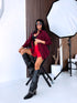 "WORTH IT" 17153 ripped shirt - RED WITH BLACK